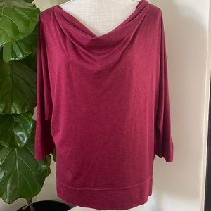 Eileen Fisher burgundy silk cowl top Small